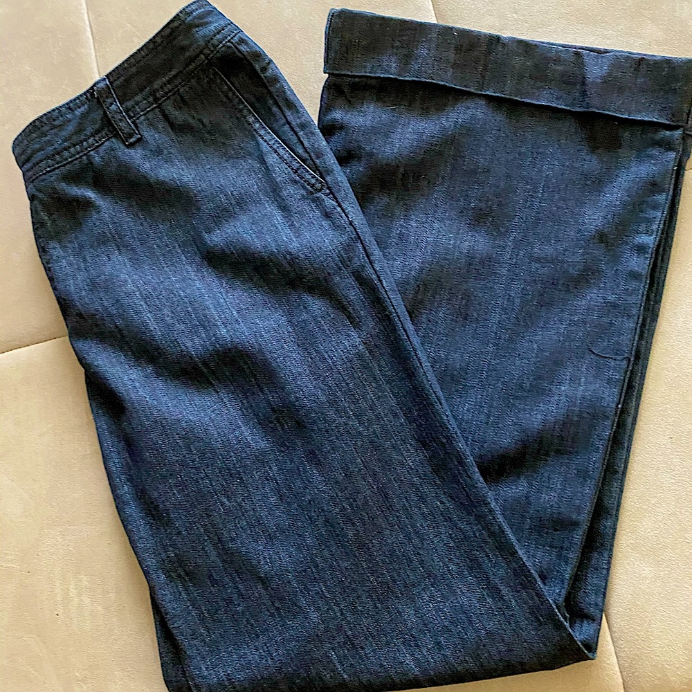 Liz Claiborne Dark wash denim wide leg pants cuff